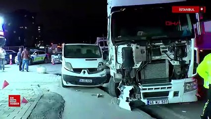 İstanbul Sultangazi’de kontrolden çıkan tır park halindeki 5 araca çarptı