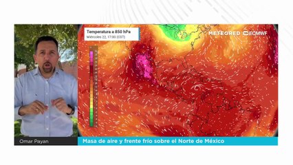 Masa de aire y frente frío sobre el Norte de México