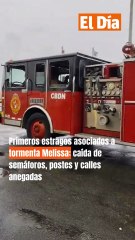 Primeros estragos asociados a tormenta Melissa: caída de semáforos, postes y calles anegadas