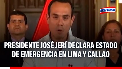Presidente José Jerí declara estado de emergencia en Lima Metropolitana y Callao por 30 días