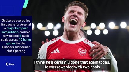 Arteta thrilled as Gyokeres ends goal drought