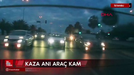 Pendik’te makas atan otomobil takla atarak metrelerce sürüklendi