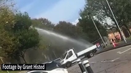 Water mains burst in Malvern Way, Hastings