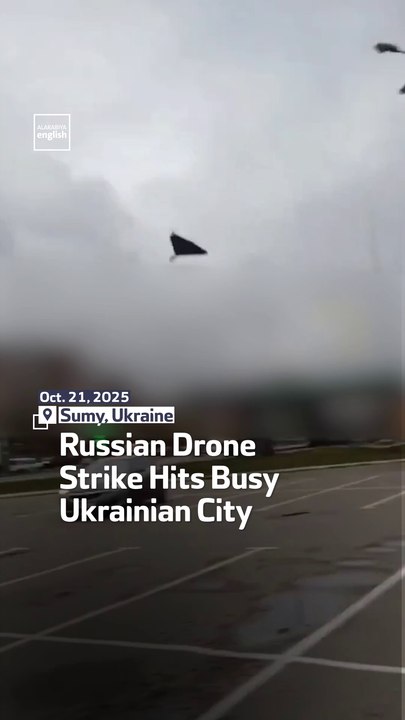 Russian Drone Strike Hits Busy Ukrainian City