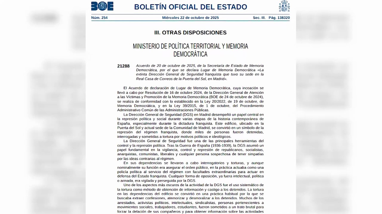 El Gobierno declara Lugar de Memoria Democrátic...