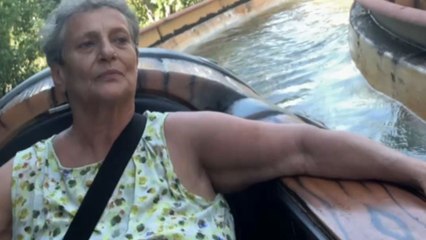 Grandma cannot contain her fear during thrilling water ride                                                                at Isla Mágica