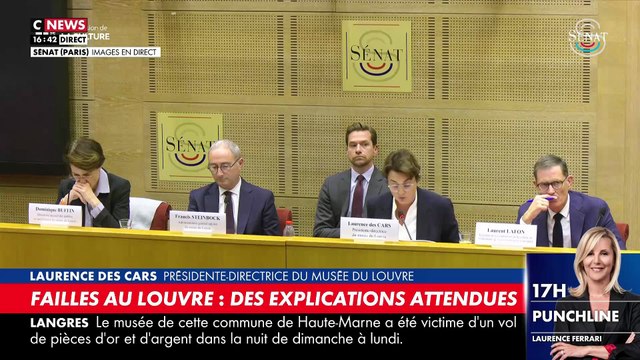 Louvre: Auditionnée au Sénat, la présidente-directrice du Louvre, Laurence des Cars, reconnaît que le musée n'a pas repéré suffisamment à l'avance l'arrivée des voleurs et demande l’installation d’un commissariat de police au sein du musée