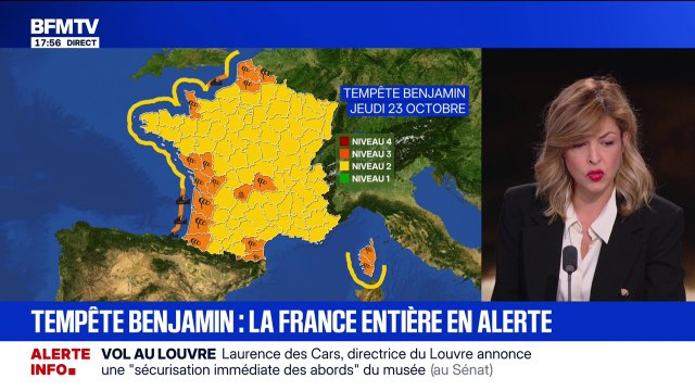 Tempête Benjamin: 18 départements placés en vigilance orange pour la journée de jeudi