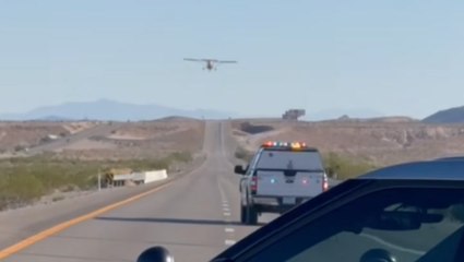 Plane makes emergency landing on Nevada road - before taking off again after repairs