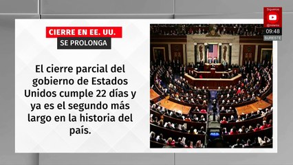 Cierre parcial del gobierno de EU cumple 22 días