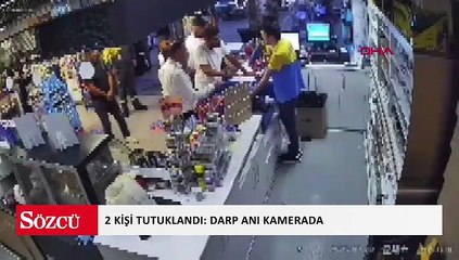 Akaryakıt istasyonu çalışanını darbeden 2 kişi tutuklandı; o anlar kamerada
