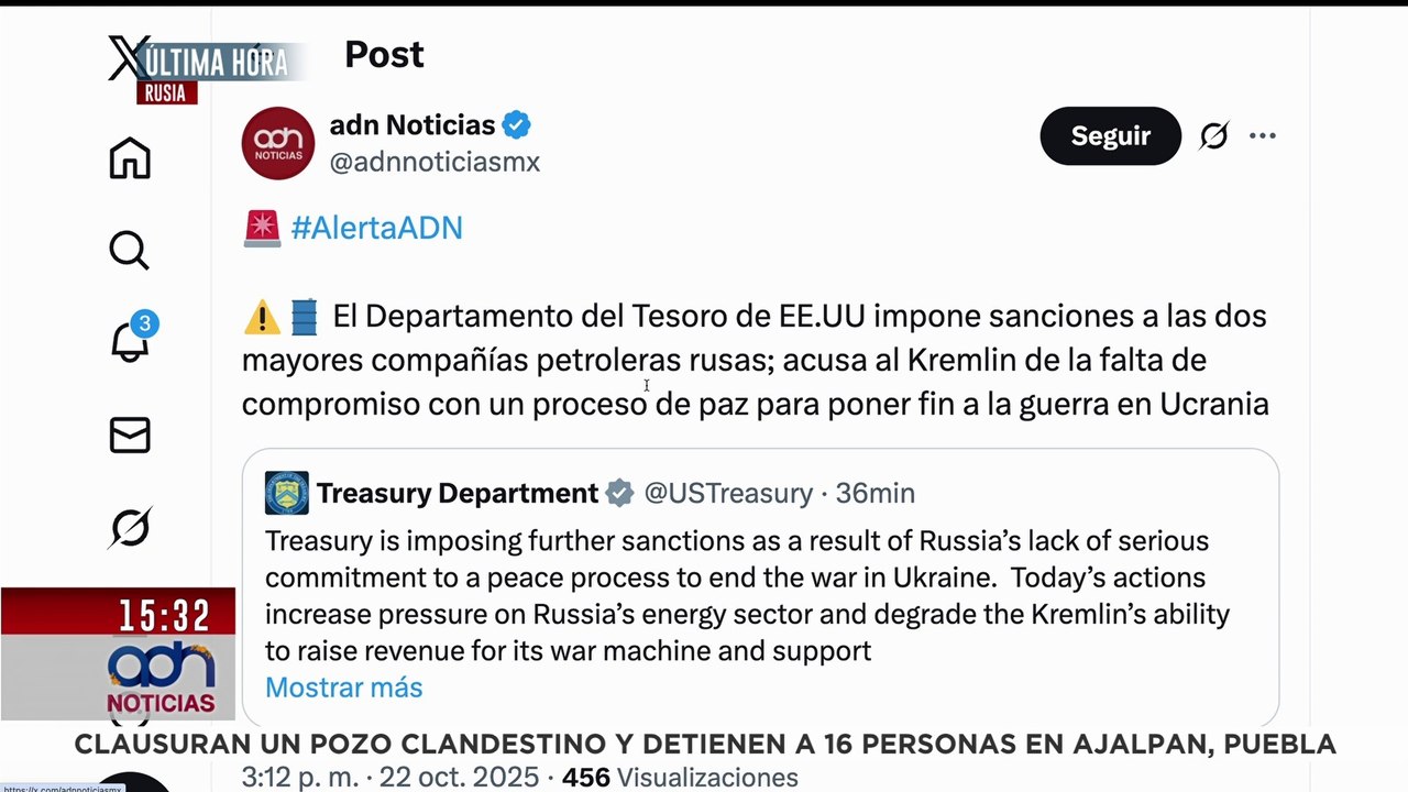 🚨¡Última Hora! EE.UU. impone sanciones a las dos mayores compañías petroleras rusas