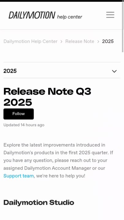 Release note Q3 2025 Dailymotion