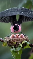 Beautiful she spreads her wings to keep her babies dry🥰🔥🙌