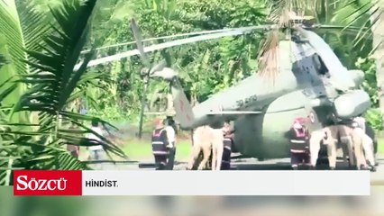 Hindistan Cumhurbaşkanı'nın helikopteri, ıslak çimentoya battı