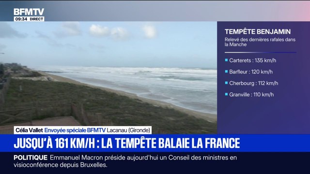 Tempête Benjamin: des rafales allant jusqu'à 124km/h enregistrées à Lacanau (Gironde)