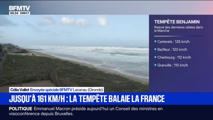 Tempête Benjamin: des rafales allant jusqu'à 124km/h enregistrées à Lacanau (Gironde)