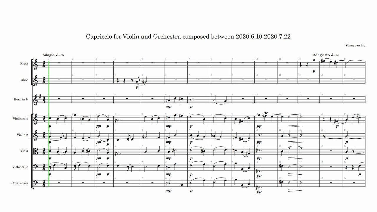 Capriccio for Violin and Orchestra composed between 2020.6.10-2020.7.22 (Horizontal complete score)