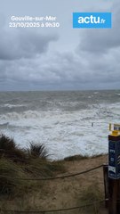 Le vent soufflait encore fort à Gouville-sur-Mer au matin de la tempête Benjamin