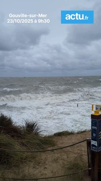 Le vent soufflait encore fort à Gouville-sur-Mer au matin de la tempête Benjamin