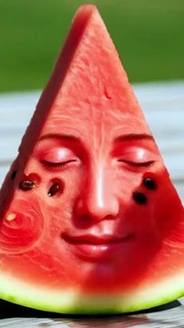 Watermelon is eating and dancing while singing 🤯 🎶
