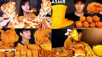 ASMR MUKBANG | KFC CRISPY FRIED CHICKEN, CHEESE PIZZA | ASMR EATING COMPILATION