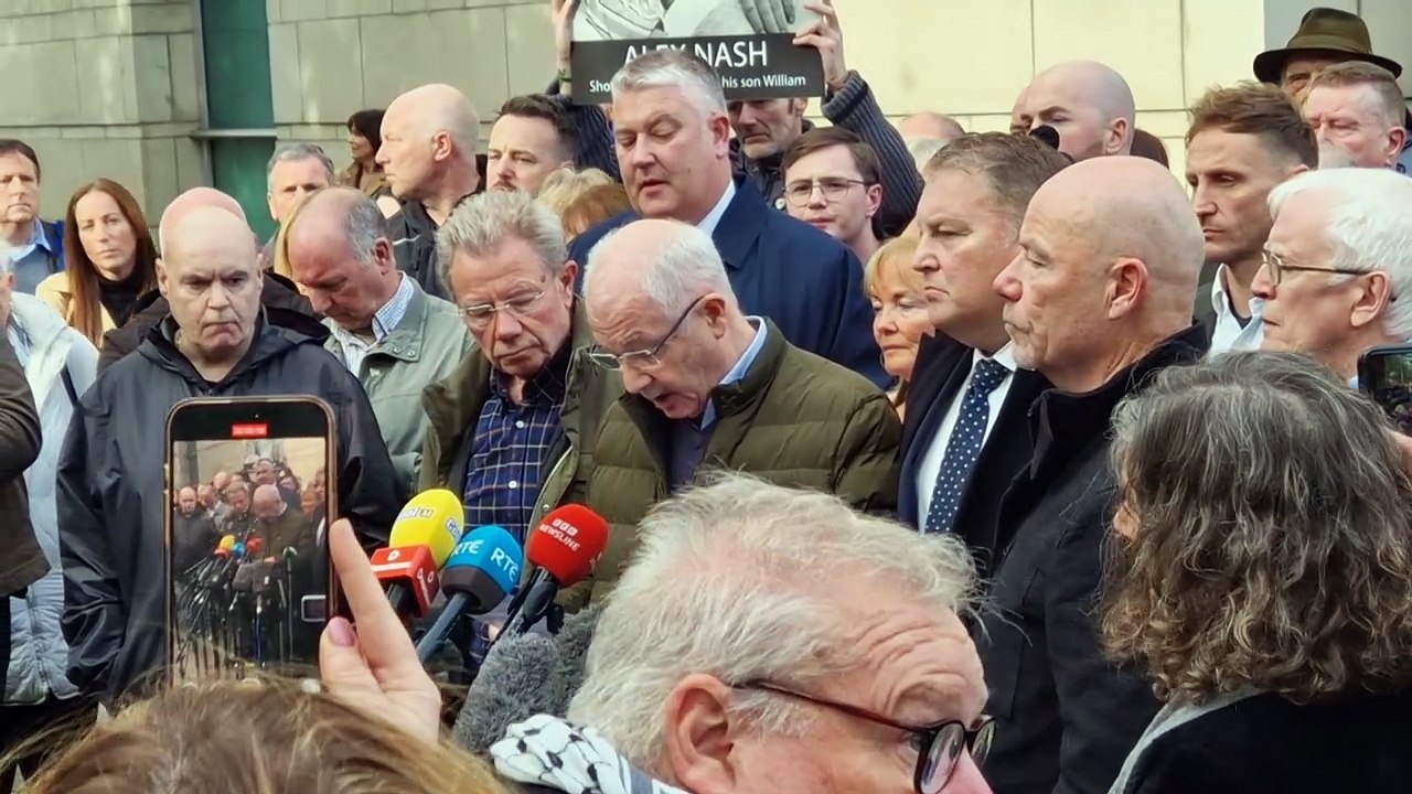 Mickey McKinney, brother of Bloody Sunday victim William McKinney, speaks after the acquittal of Soldier F.