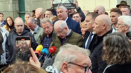 Mickey McKinney, brother of Bloody Sunday victim William McKinney, speaks after the acquittal of Soldier F.