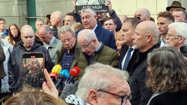Mickey McKinney, brother of Bloody Sunday victim William McKinney, speaks after the acquittal of Soldier F.