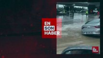 Antalya’da sağanak sonrası çöken yola araç düştü