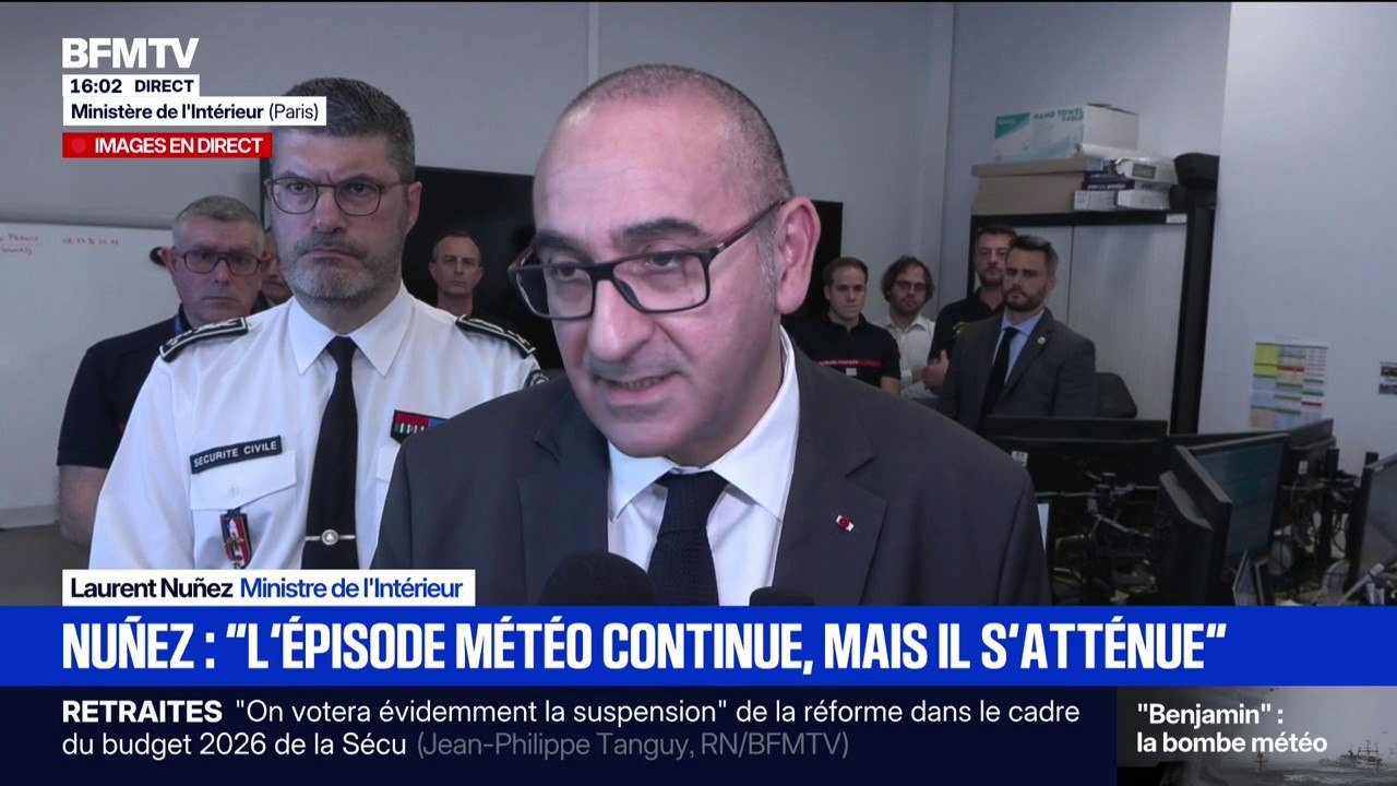 Tempête Benjamin: "À ce stade, on déplore un blessé assez sérieusement, et six blessés légers", annonce Laurent Nuñez