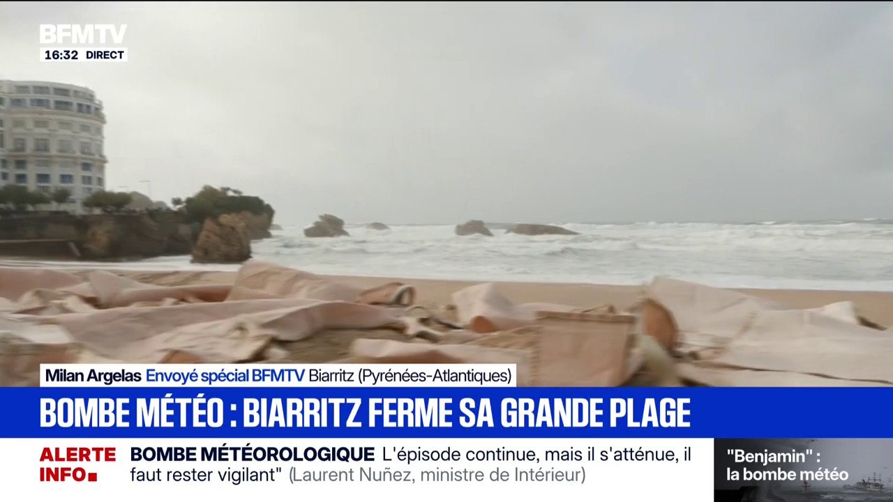 Tempête Benjamin: Biarritz ferme sa Grande Plage