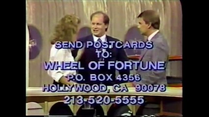 Wheel of Fortune contestant plug & closing credits, 9/23/85