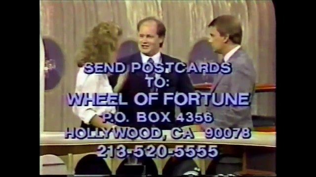 Wheel of Fortune contestant plug & closing credits, 9/23/85