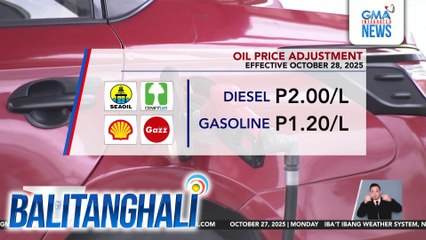 Oil price adjustment (effective adjustment October 28, 2025) | Balitanghali