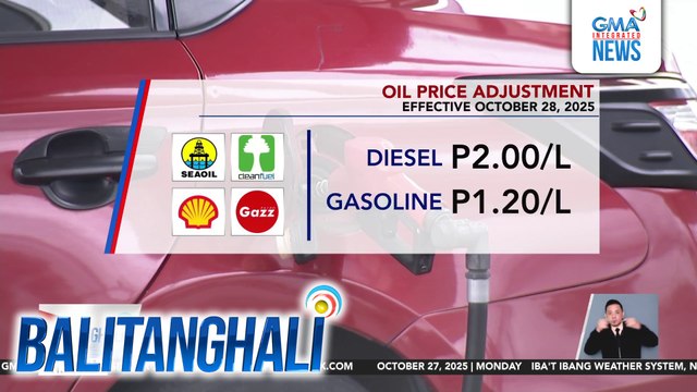 Oil price adjustment (effective adjustment October 28, 2025) | Balitanghali