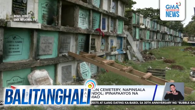 Ilang puntod sa Corazon Cemetery, napinsala ng magnitude 6.9 na lindol; ipinapaayos na ng mga kaanak ng yumao | Balitanghali