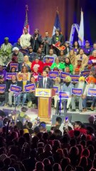 Acto de Zohran Mamdani, Alexandria Ocasio-Cortez y Bermie Sanders, en Queens, el 26 de octubre de 2025.