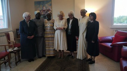 Queen Camilla meets Catholic sisters in Rome