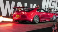 Supercars Revving at Car Show - Supra Catches FIRE, Jesko, 900HP Supra, LOUD Aventador S, 900HP Golf