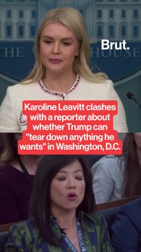 Karoline Leavitt clashes with a reporter about whether Trump can tear down anything he wants in Washington, D.C.