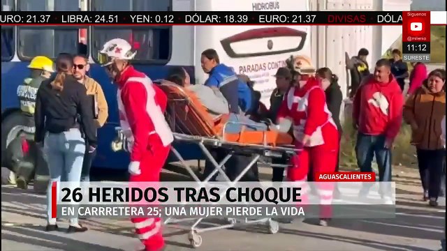 Accidente en carretera deja 25 heridos y una mujer fallecida tras choque de autobús de pasajeros