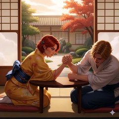 Arm Wrestling Showdown: The man lifted his elbow, resulting in the woman's victory.