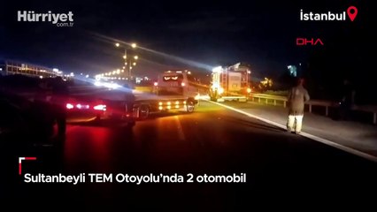 Sultanbeyli TEM Otoyolu'nda 2 otomobil çarpıştı: 4 yaralı