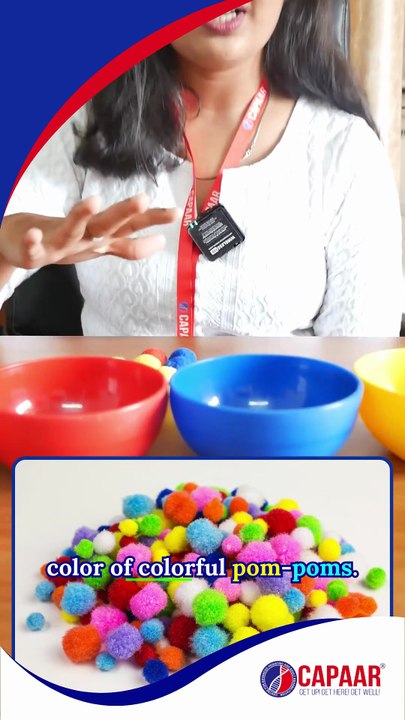 Fun with Colors Sorting Pom-Poms into Cups - CAPAAR - Best Autism Centre in Bangalore