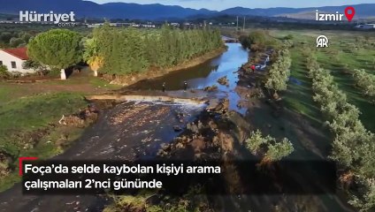 Foça’da selde kaybolan kişiyi arama çalışmaları 2’nci gününde