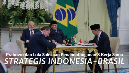 Presiden Republik Indonesia Prabowo Subianto dan Presiden Republik Federatif Brasil Luiz Inácio Lula da Silva Saksikan Penandatanganan Kerja Sama Dua Negara