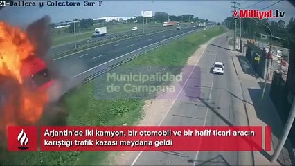 Arjantin'de korkunç kaza! Kontrolden çıkan kamyon dehşet saçtı, o anlar kameraya yansıdı