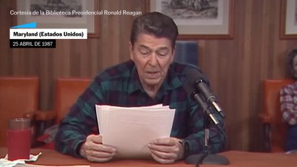 El discurso del expresidente estadounidense, Ronald Reagan, sobre el comercio libre, emitido en en 1987