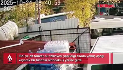 Küçükçekmece'de faciadan dönüldü! İSKİ tankeri iş yerine girdi